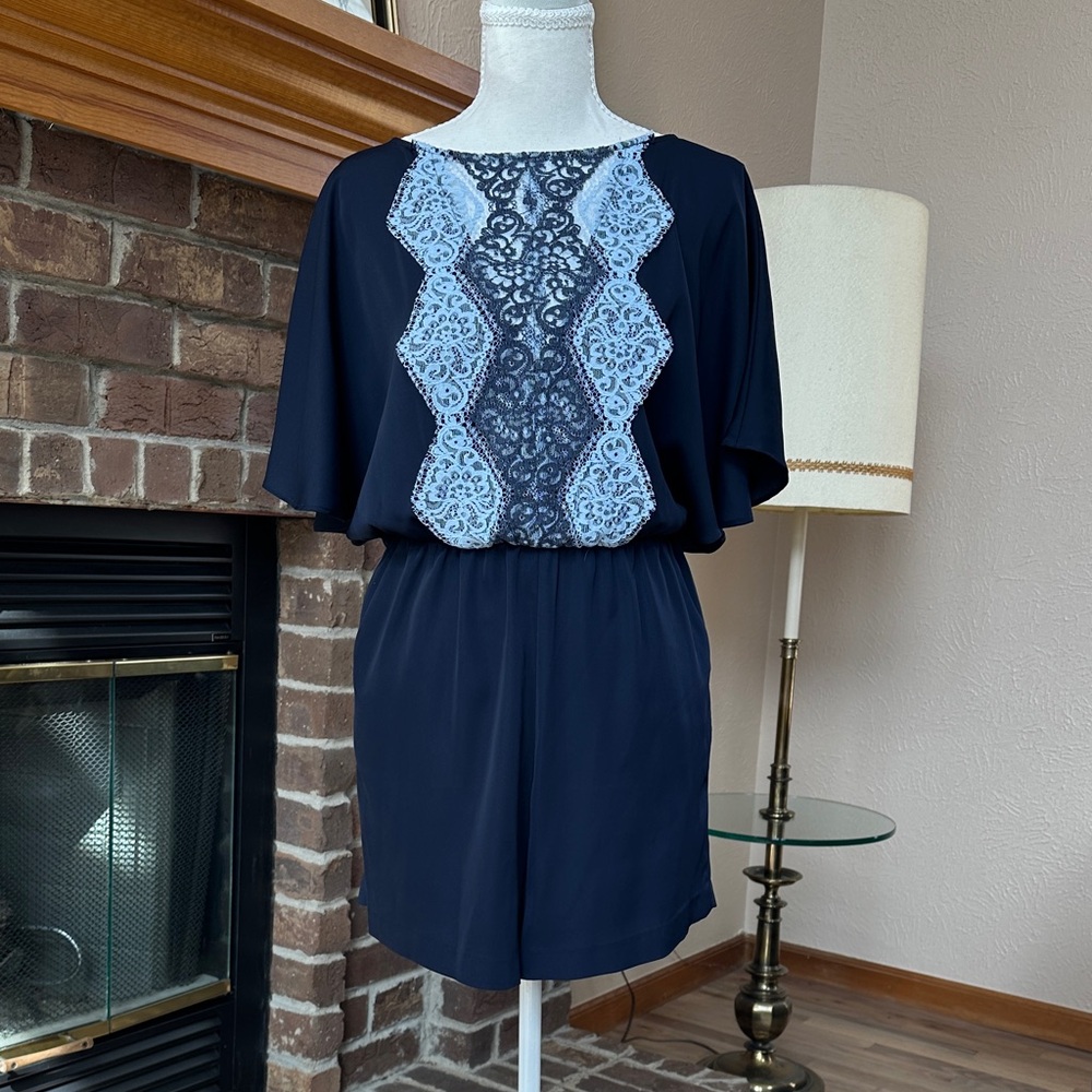 ERIN by Erin Fetherston Blue Navy Lace Romper Size 6
